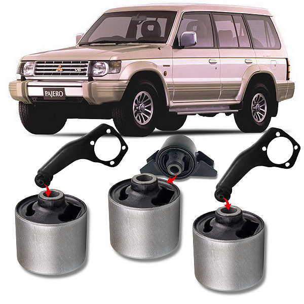 KIT 03 BUCHAS DO SUPORTE DIFERENCIAL DIANTEIRO PAJERO GLS GLS-B 3.5 V6 1992 1993 1994 1995 1996 1997 1998 1999 2000