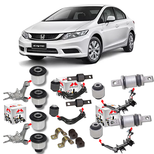 KIT COMPLETO 14 BUCHAS SUSPENSÃO TRASEIRA NEW CIVIC G9 12/16