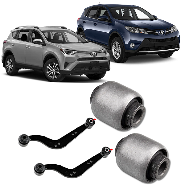 PAR BUCHAS BRACO CURVO SUSPENSÃO TRASEIRA RAV4 2013 A 2018