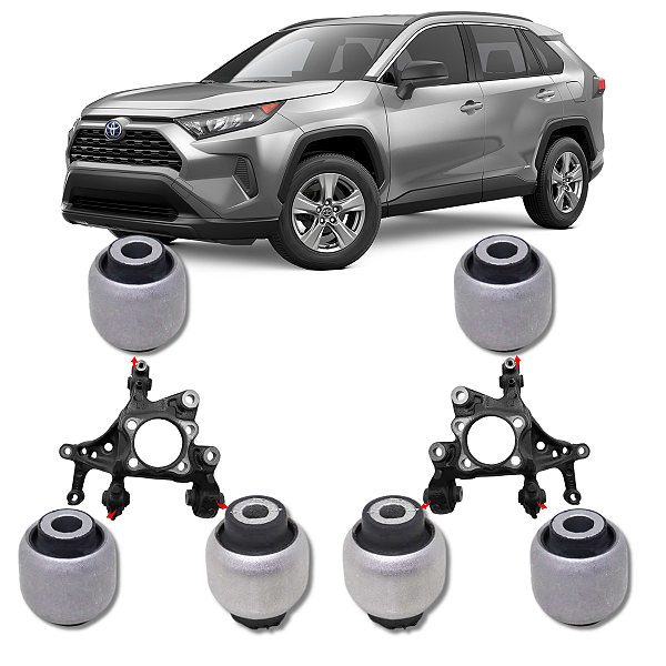 KIT 6 BUCHAS MANGA DO EIXO TRASEIRA RAV4 2019 A 2026