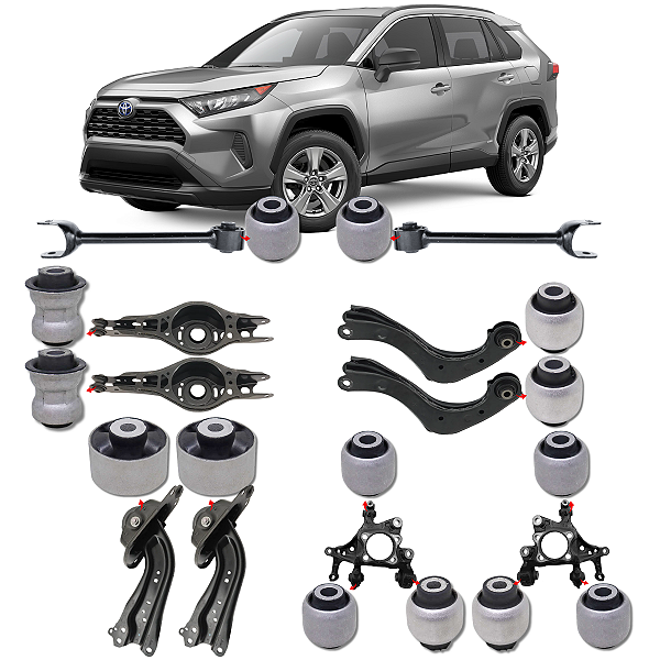 KIT 14 BUCHAS DA SUSPENSÃO TRASEIRA RAV4 2019 A 2026