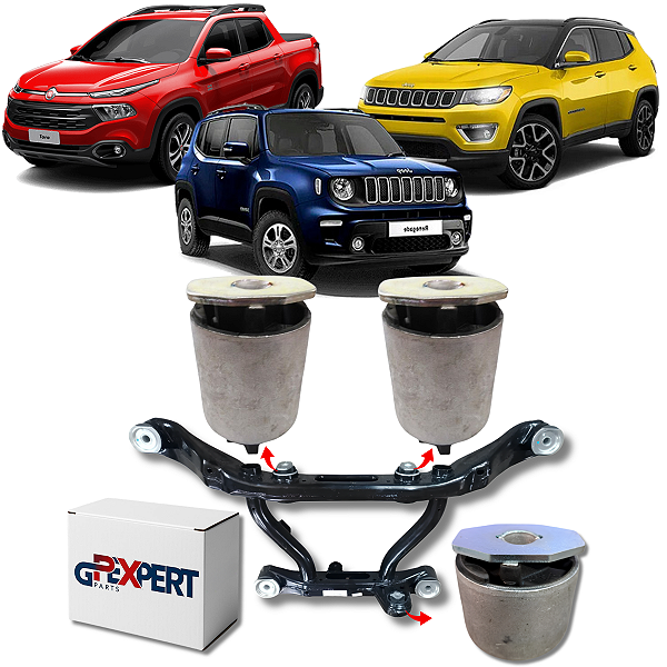 KIT 03 BUCHAS AGREGADO QUADRO TRASEIRO TORO RENEGADE COMPASS 2.0 4X4 16/