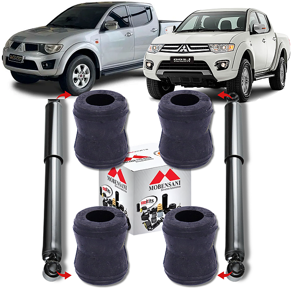 KIT 4 BUCHAS DO AMORTECEDOR TRASEIRO INFERIOR/SUPERIOR L200 TRITON 2007 A 2016