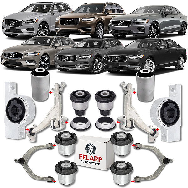 KIT 10 BUCHAS BANDEJA DIANTEIRA SUPERIOR INFERIOR S60 S90 V60 V90 XC60 XC90 2018 A 2026
