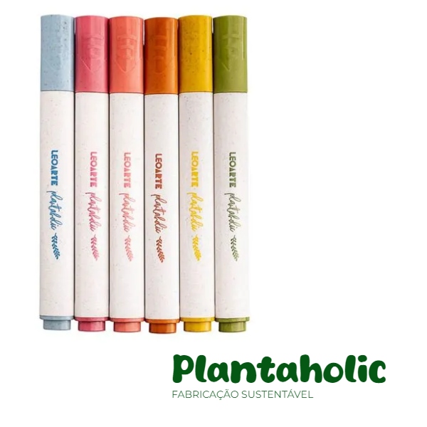 Marca Texto com corpo reciclado Plantaholic 6 Cores - Leo Arte