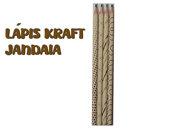 kit 4 Lápis HB Estampado em Kraft ARTS sextavado -Jandaia