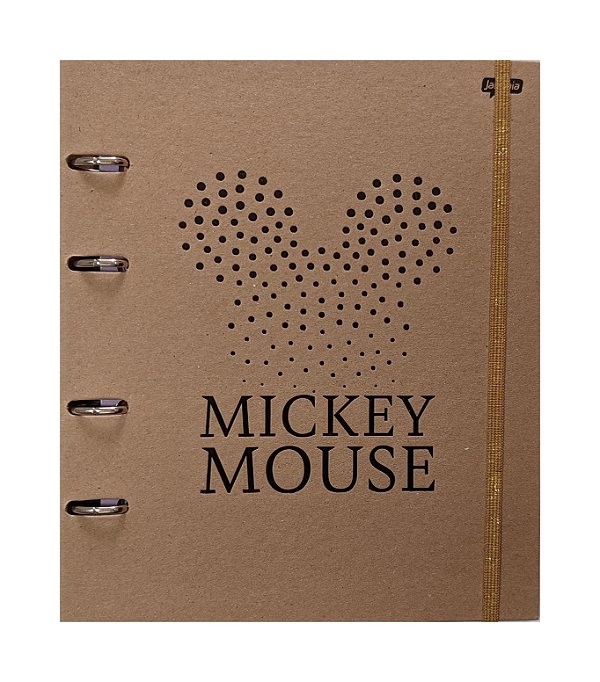 Fichário Caderno Mickey Mouse Argolado Kraft 175x242mm - 80 Folhas Off White - Jandaia