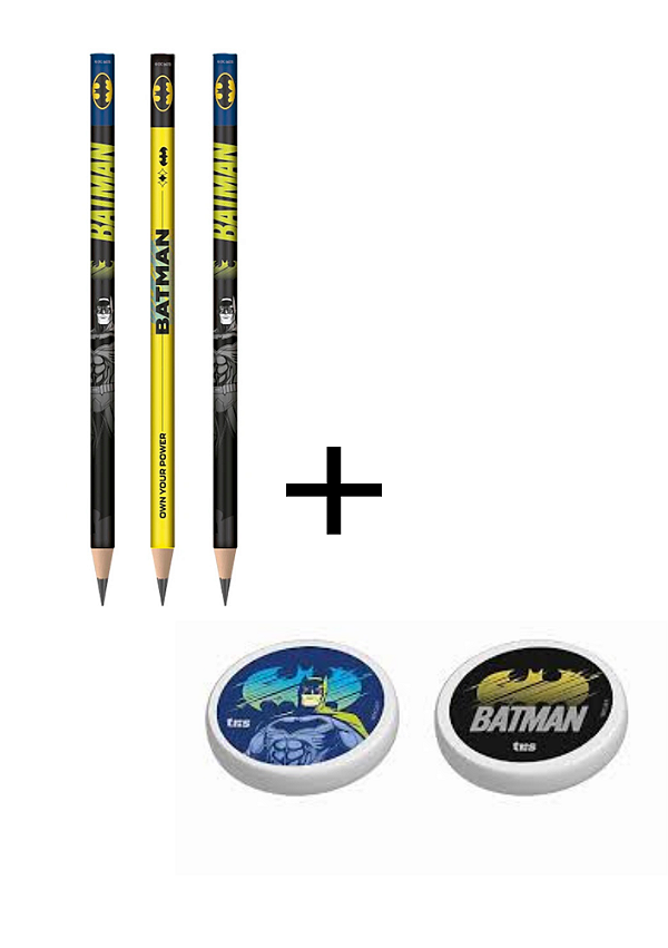 3 lápis + 2 borrachas plástica Batman 2 und. – Tris