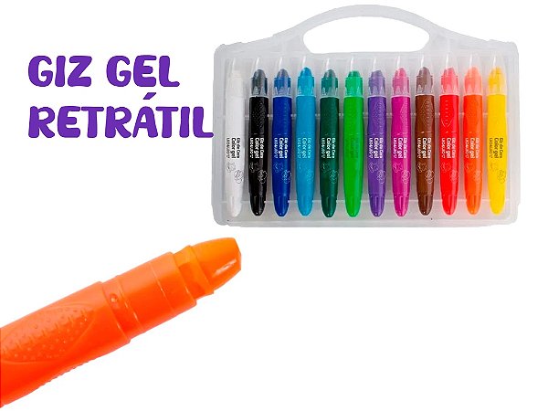 Giz De Cera Retrátil Color Gel 12 Cores - Leo&leo