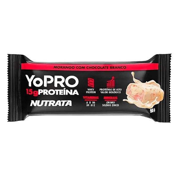 BARRA YOPRO SABOR MORANGO COM CHOCOLATE BRANCO 55G