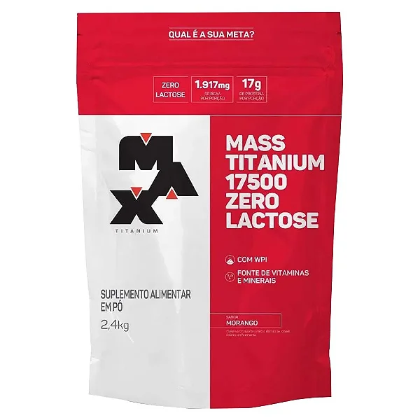 MASS TITANIUM 17500 ZERO LACTOSE REFIL 2,4KG MORANGO
