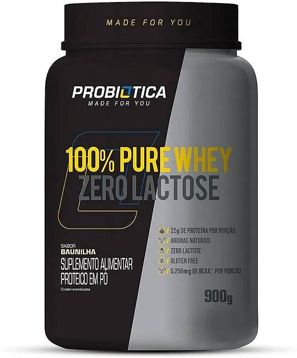 100% PURE WHEY ZERO LACTOSE POTE 900g BAUNILHA