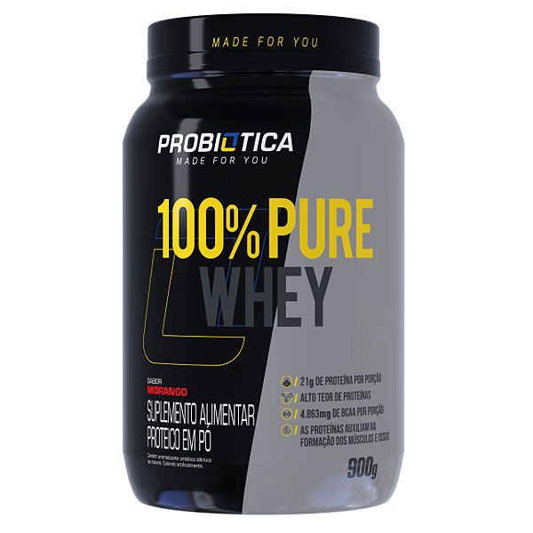 100% PURE WHEY POTE 900G MORANGO V02 VF