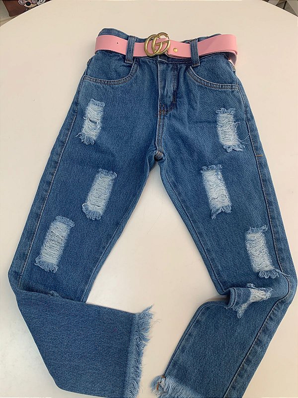 Calça jeans fem com cinto