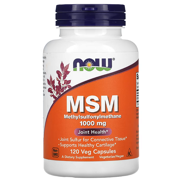 MSM Now Foods 1000mg – 120 Cápsulas Vegetais Orgânico Original para Articulações e Bem-Estar ✅