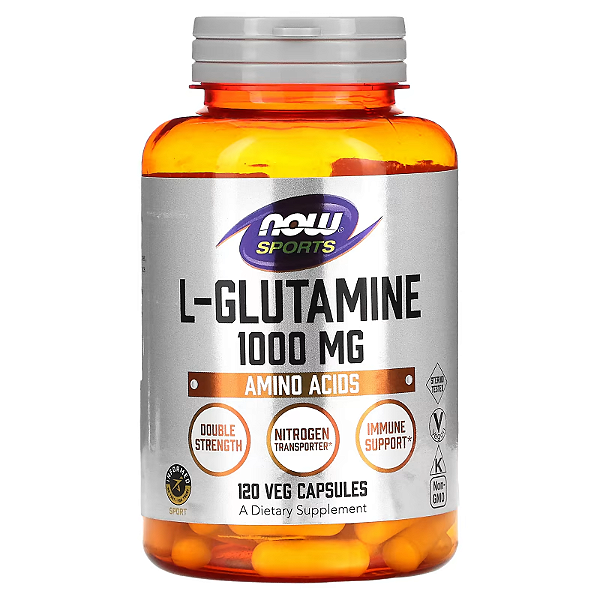 L-Glutamina 1000mg Now Sports – 120 Cápsulas Vegetais | Recuperação Muscular e Imunidade | Original EUA ✅