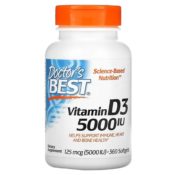 Vitamina D3 5000 UI Doctor Best – 360 Softgels Original EUA ✅