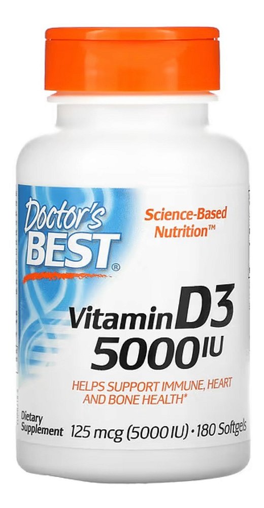 Vitamina D3 5000 UI Doctor Best – 180 Softgels Original EUA ✅