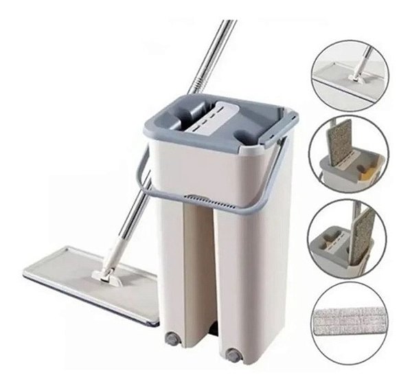 Rodo Mop e Balde Flat TopHouse – Lava e Seca, Conforto e Praticidade com 2 Refis ✅