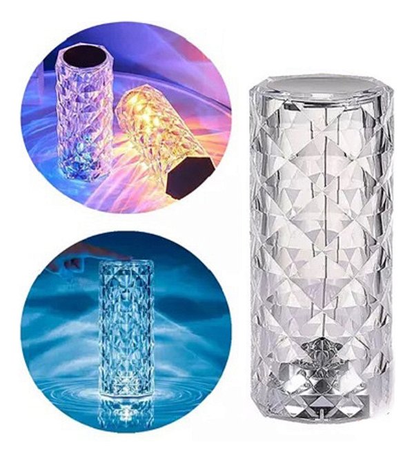 Luminária de Mesa LED + Umidificador Cristal RGB – Aromaterapia e Relaxamento✅