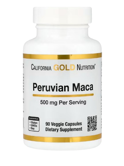 Maca Peruana 500mg California Gold Nutrition – 90 Cápsulas Vegetais | Energia & Vitalidade✅