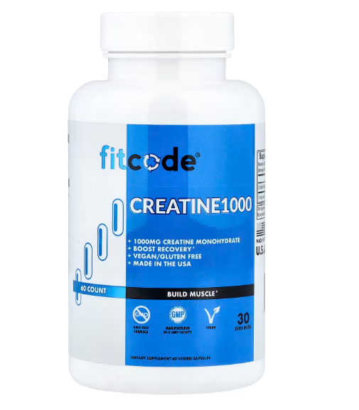 Fitcode Creatina1000 – 60 Cápsulas 500 mg Recuperação Muscular Original ✅