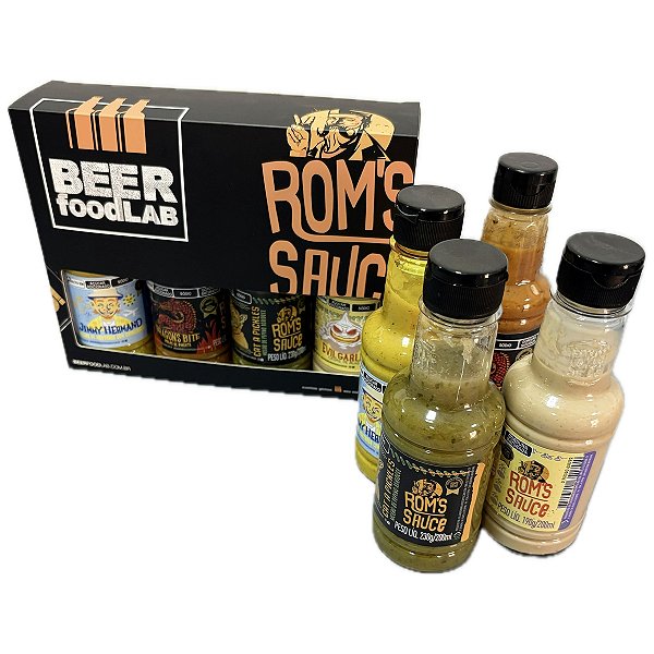 Kit 4 Molhos Especiais Gourmet Premium Rom's Sauce + caixa box