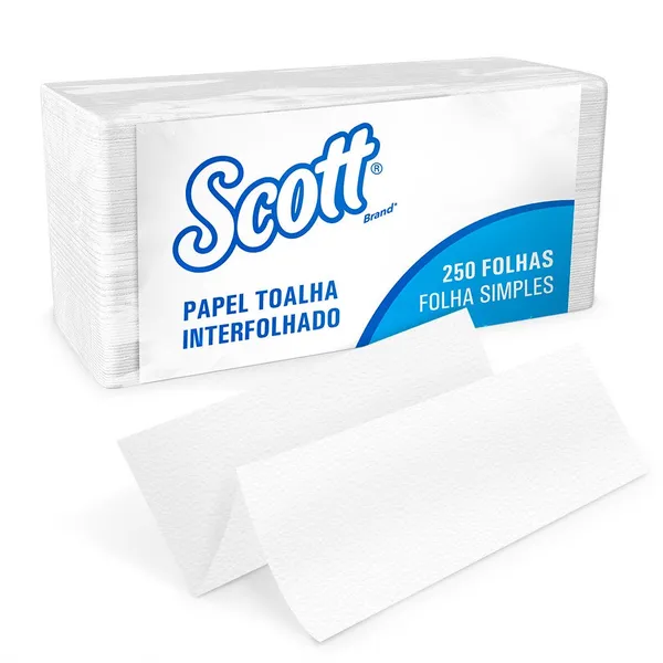 Papel Toalha Interfolhado Scott® Folha Simples 1 Pacote 250 folhas