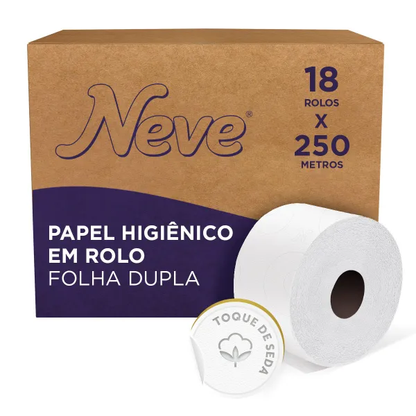 Papel Higiênico Rolo Neve® Folha Dupla 250m - Caixa com 18 Rolos