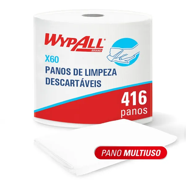 Pano de Limpeza WypAll® X60 Jumbo - 416 panos (44 x 25 cm)