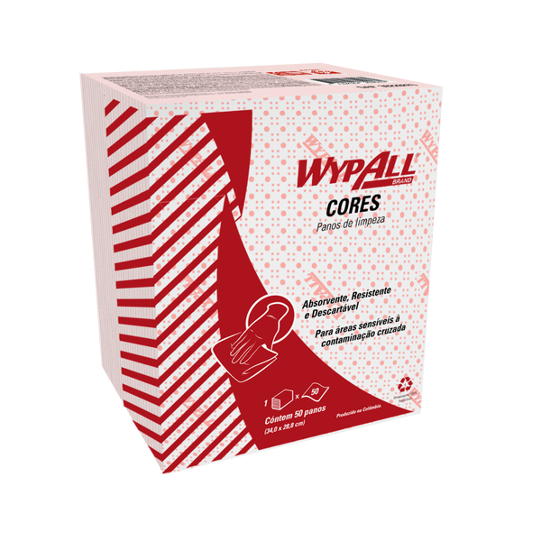 Pano de Limpeza WypAll® X50 Vermelho - 1 pacote com 50 panos