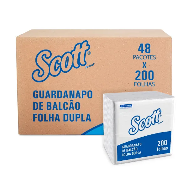 Guardanapo Scott® Balcão 200 Folhas 21,5x10cm - 48 unidades