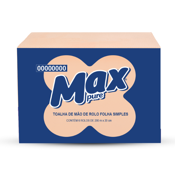 Papel Toalha Rolo Max Pure Folha Simples - 6x200m - LINHA MAX PURE SUZANO