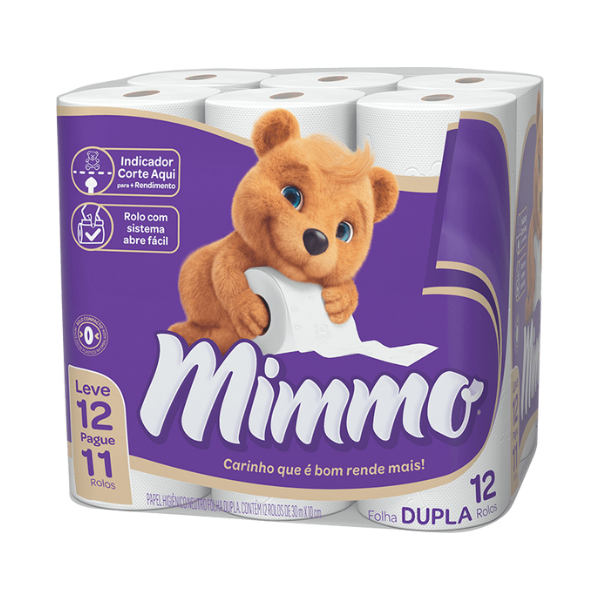 Papel Higiênico Mimmo - 12x6x30m - Folha Dupla