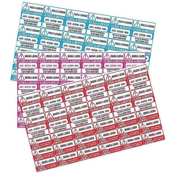 30 Etiquetas Vinil Alerta Alergia Alimentar