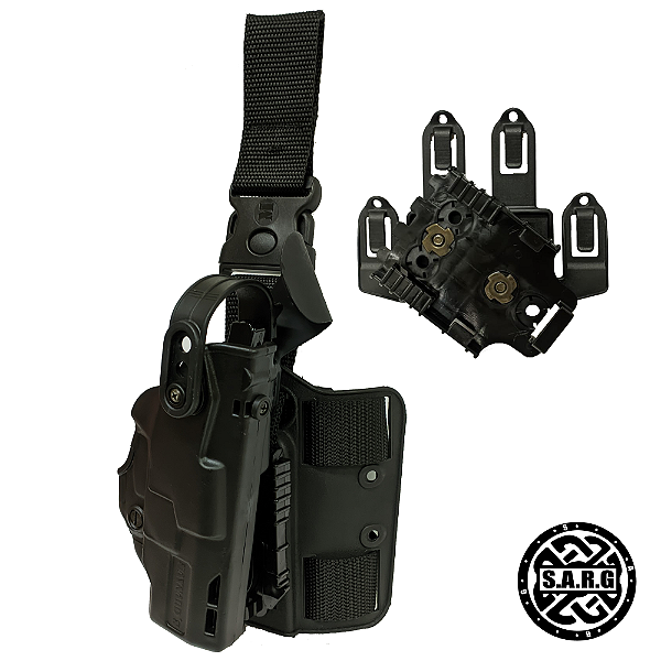 Combo Coldre MTM 2R e 3R Glock ou APX para Perna e Colete - Preto (Maynards MTM)
