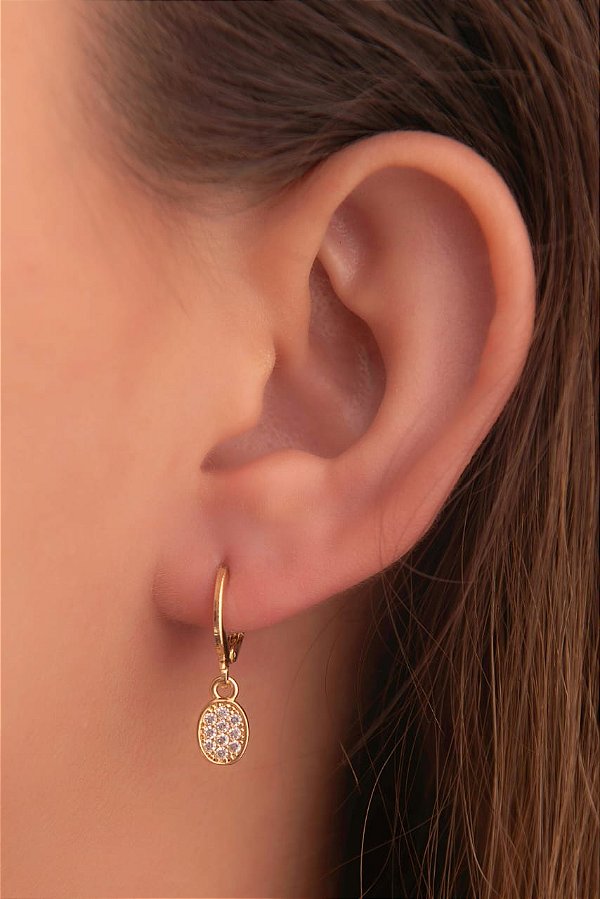 Brinco Pingente Oval