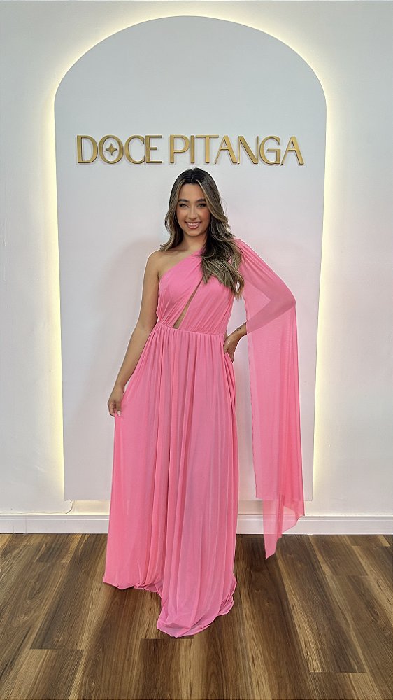 Vestido rosa ombro só