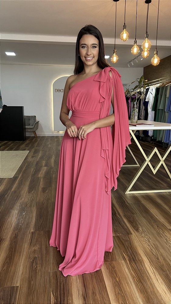 Vestido longo coral
