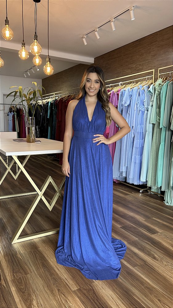 Vestido malha azul royal
