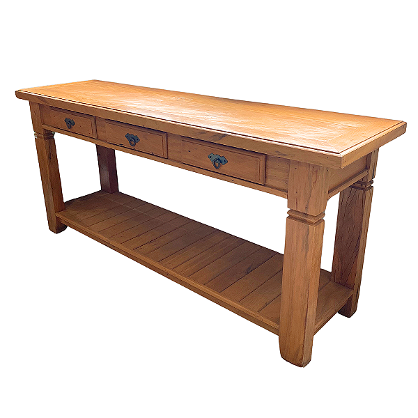 Aparador Rústico Mineiro com 3 Gavetas e Requadro em Madeira Maciça de Demolição