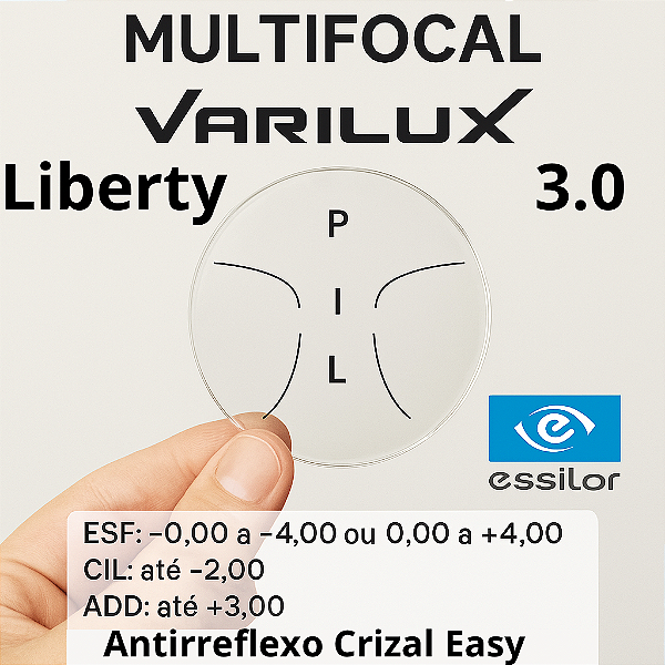 Lente Multifocal Varilux Liberty 3.0 orma Crizal Easy  | Essilor
