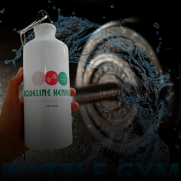 Garrafa de Alumínio Branco Matte / Prata com Mosquetão - 600ml