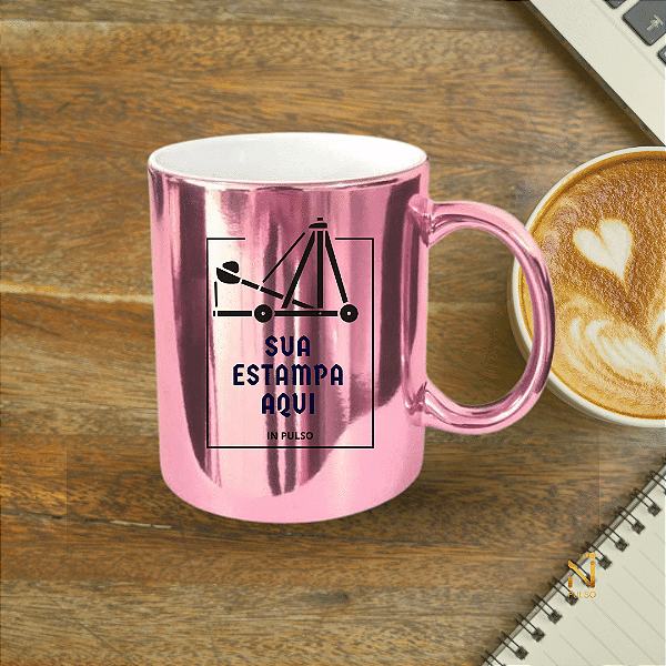 Caneca Cerâmica Cromada 325ml