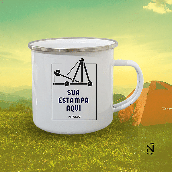 Caneca Esmaltada 360ml com Borda Metálica