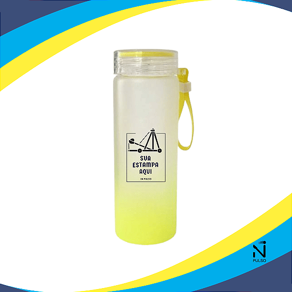 Garrafa Vidro Personalizada 600ml Degradê e Tampa com Alça