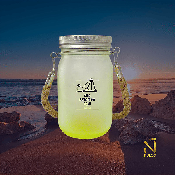 Jarra Lamparina em Vidro Personalizada 400ml Degradê com Cordão