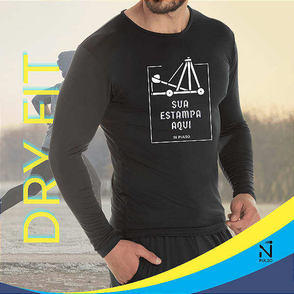 Camiseta Personalizada Segunda Pele Manga Longa Masculina UV 50+