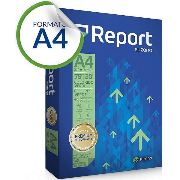 PAPEL SULFITE A4 75GR C/500 FOLHAS VERDE REPORT