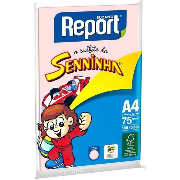 PAPEL SULFITE A4 75GR C/100 FOLHAS ROSA SENINHA REPORT